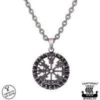 Northern Viking Jewelry Vegvisir Rune Circle hänge NVJ-H-RS040
