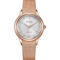 Citizen L Rose Gold Tone Rostfritt stål Vit Urtavla Eco-Drive EM1153-88A Damklocka vit