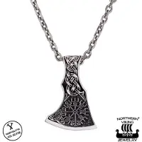 Northern Viking Jewelry Vegvisir Axehead hänge NVJ-H-RS048