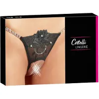 Cottelli - glittrig blomma - öppen tanga - M/L