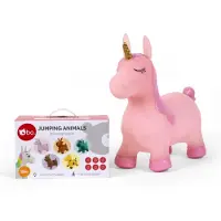 Bo. hoppande djur rosa enhörning
