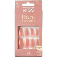 KiSS Bare but Better Press On Nails Nagellim ingr Nude Glow' Orange Lng storlek kistform Inkluderar 28 naglar 2g lim 1 manikyrsticka 1 minifil