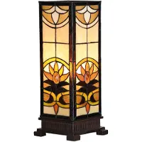 Clayre & Eef Tiffany bordslampa SINA, Brun / rost, Vardagsrum / matsal, Glas, Tiffany, Bordslampa