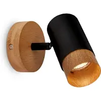 Briloner Väggspot Plek GU10 svart/trä 1 lampa Plek, dimbar, Svart, Vardagsrum / matsal, Metall, Modern, Spotlight