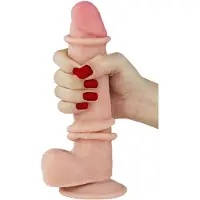 Lovetoy Sliding-Skin - dildo med dubbel lager - 21cm - natur
