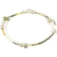 Pilgrim Armband 'Pixie' citron / grå / oliv / silver / vit / pärlvit