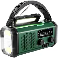 Lippa FM-nödradio med handvev, solpanel, kompass och 10000mAh powerbank - Grön