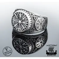 Northern Viking Jewelry Vegvisir oxiderad ring NVJ-H-SO005-220