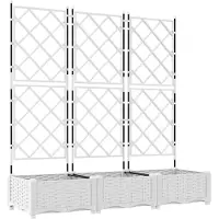 vidaXL Trädgårdsplanterare 3 pcs Vit 120 x 40 x 125,5 cm Plast