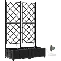 vidaXL Stålplanteringslåda - - 80x40x126 cm - Svart - Hållbar - Utomhusbruk - Vattensystem