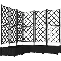 vidaXL Trädgårdsplanterare 5 st Svart 120 x 120 x 125,5 cm PP
