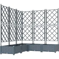 vidaXL Trädgårdsplanterare med trellis 5 pcs Ljusgrå