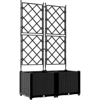 vidaXL Trädgårdskrukor i stål - - 2 stycken - 80x40x143 cm - Svart - Väderbeständig