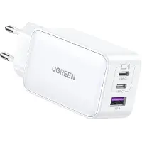 UGREEN Nexode Laddningsadapter 65 W USB-C hona, USB-C hona, USB-A uttag Vit Inomhus