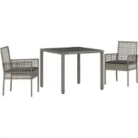 vidaXL Trädgårdsmöbelset 3 pcs Grå konstrotting