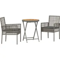 vidaXL Trädgårds Bistro Set 3 pcs Grå konstrotting