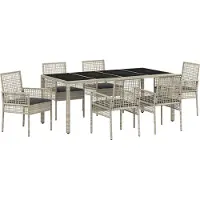 vidaXL Trädgårdsmöbelset 7 pcs Ljusgrå konstrotting