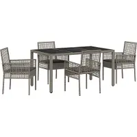 vidaXL Trädgårdsmöbelset 5 pcs Grå konstrotting