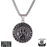 Northern Viking Jewelry Northern Viking Jewellery NVJRS064 Wolf Paw Rune halsband
