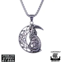 Northern Viking Jewelry halsband Moon Wolf NVJRS100