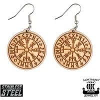 Northern Viking Jewelry Vegvisir örhängen av trä NVJKK045