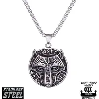 Northern Viking Jewelry Riimu Guardian Wolf halsband NVJRS124