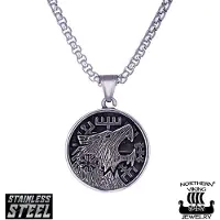 Northern Viking Jewelry Vegvisir Wolf halsband NVJRS104