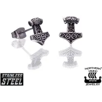 Northern Viking Jewelry Stål Korp Thor's Hammare örhängen NVJKK040