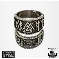 Northern Viking Jewelry Steel Valknut ring NVJSO022-205