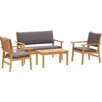 vidaXL Trädgårdsoffset 4 pcs Brun 120 x 65,5 x 79 cm Massivt Akaciaträ