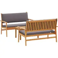 vidaXL Trädgårdsoffset 3 pcs Brun 120 x 65,5 x 79 cm Massivt Akaciaträ