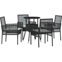 vidaXL Trädgårdsmöbelset 5 pcs Svart konstrotting