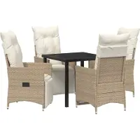 vidaXL Trädgårdsmöbelset med kudde 5 pcs Beige konstrotting