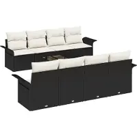 vidaXL Trädgårdsoffset 9 pcs Svart Poly rattan