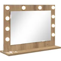 vidaXL Smink Spegel med LED -remsljus Artisan Ek 60 x 45 x 18 cm