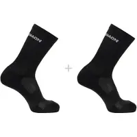 Salomon - Vandringskläder - Socks Evasion Crew 2-Pack Black Black för UnisexBomull - Storlek 42-44 - Svart
