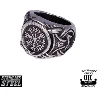 Northern Viking Jewelry ring Vegvisir with Jormungandr 20,5 mm
