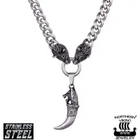 Northern Viking Jewelry pansar kedja 10 mm Fenrir Wolf Head berlock NVJRS120