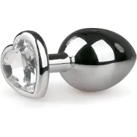EasyToys Metal No.7 - analplugg hjärtformad vit sten - silver