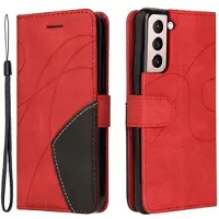 Mtp Products Bi-Color Series Samsung Galaxy S21 5G Plånboksfodral - Röd
