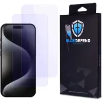 BlueDefend iPhone 15 Pro Max Anti-Blue Light skärmskydd av härdat glas - 2 st.