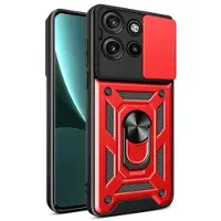 Mtp Products Motorola Edge 50 Neo Hybrid Skal med Roterande Ring med Kameraskydd - Röd