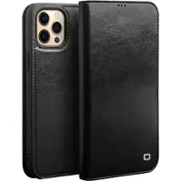 Qialino Classic iPhone 13 Pro Max Läder Plånboksfodral - Svart