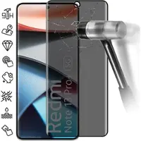 Mtp Products Xiaomi Redmi Note 13 Pro+ Privacy Heltäckande Härdat Glas Skärmskydd - 9H - Svart Kant