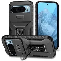 Mtp Products Google Pixel 9/9 Pro Hybrid Skal med Roterande Ring med Kameraskydd - Svart