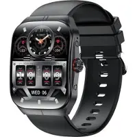 Mtp Products HK80 Smart Watch med AMOLED-skärm, Bluetooth-samtal, hälsomonitor & NFC - Svart
