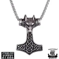Northern Viking Jewelry NVJRS052 halsband Fenrir Wolfhead