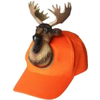 Acces Keps med älg - orange / keps med djurmotiv / keps 3D figur / rolig keps jakt och festival