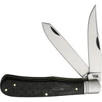 Rough Ryder Black Reserve Trapper RR2560 Satin 440A, Textured Pakkawood, pocket knife