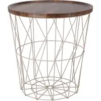 24hShop Sidobord i metall med MDF-skiva 37x39cm - Sand/Brun / Avlastningsbord / Metallbord